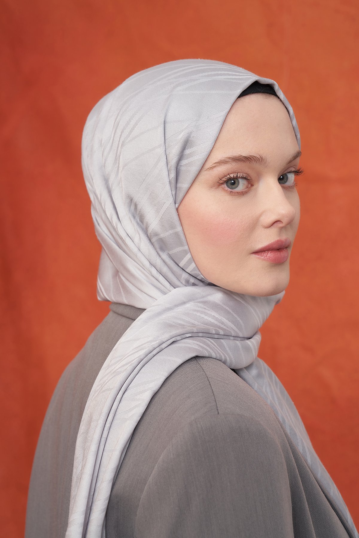 İTALYAN JAKAR ŞERİT DESEN ŞAL -  GÜMÜŞ