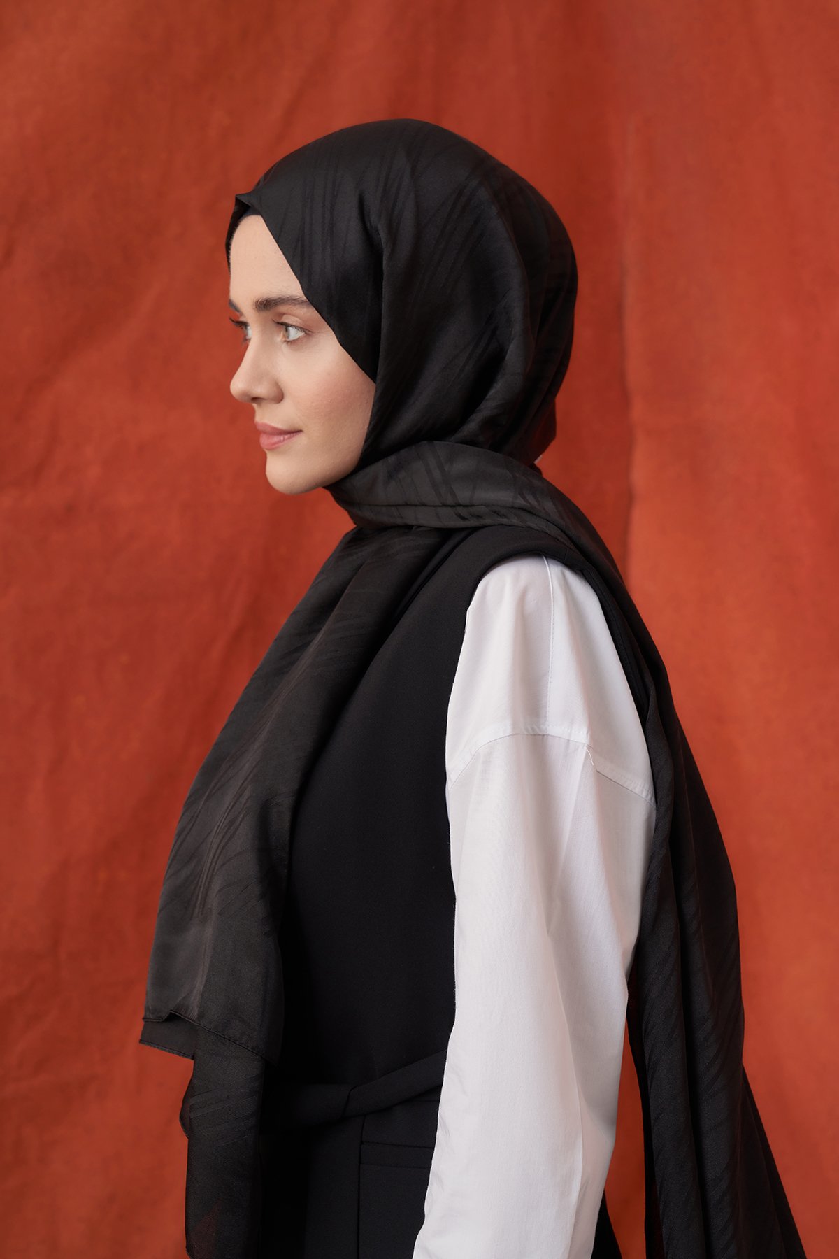 İTALYAN JAKAR ŞERİT DESEN ŞAL -  SİYAH