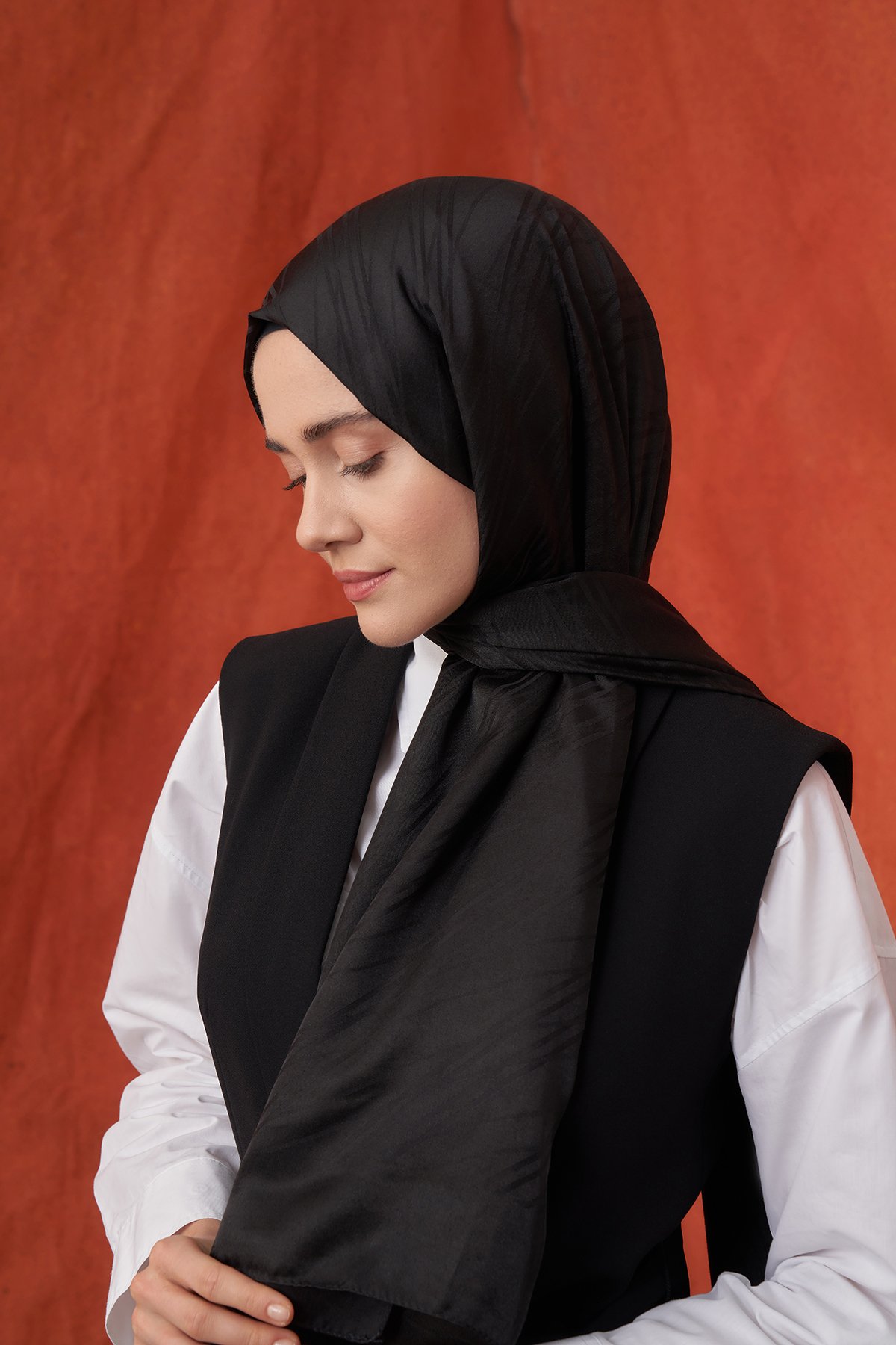 İTALYAN JAKAR ŞERİT DESEN ŞAL -  SİYAH