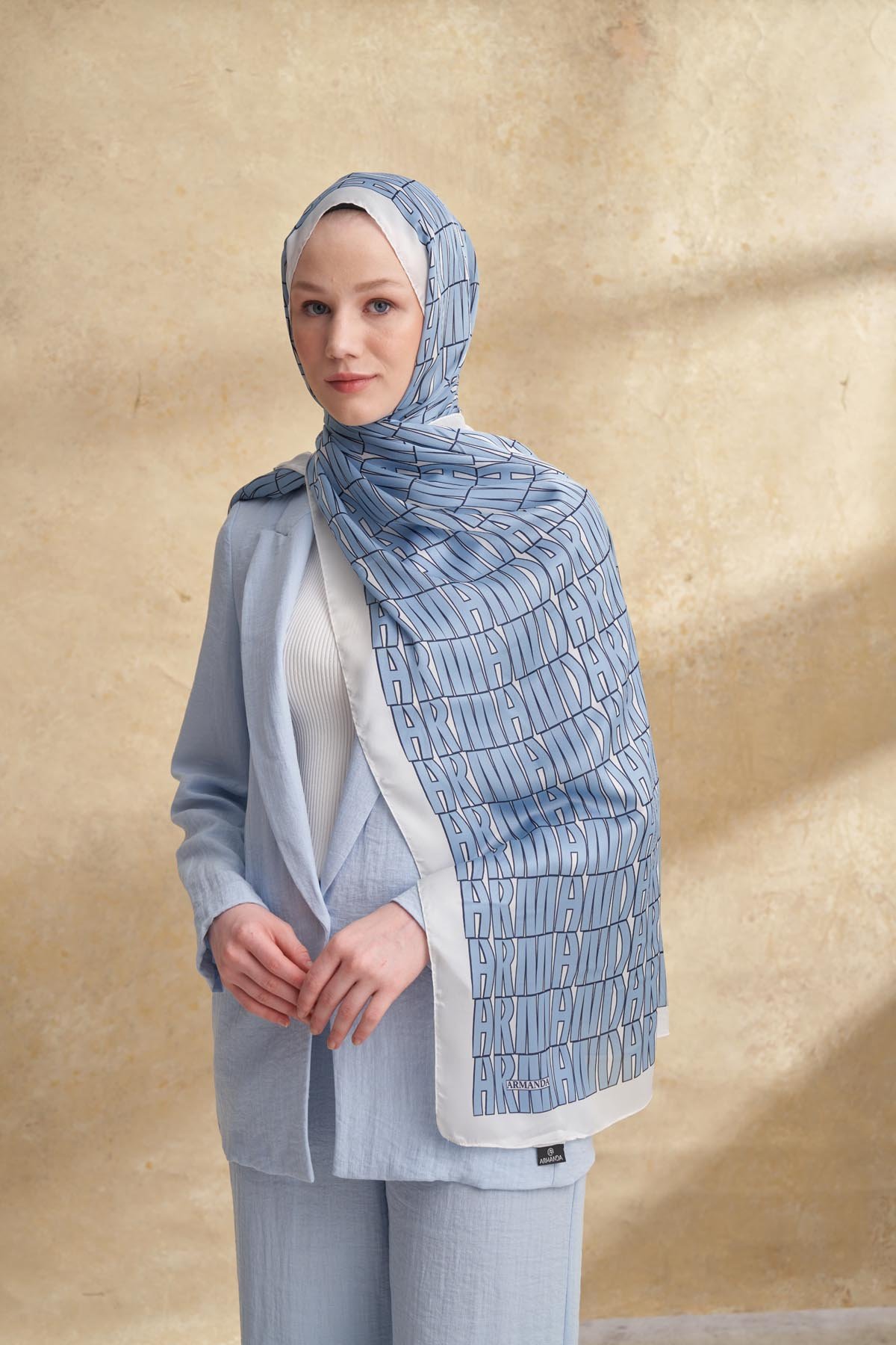 İTHAL VUAL ARMANDA DESEN ŞAL - BEBE MAVİSİ
