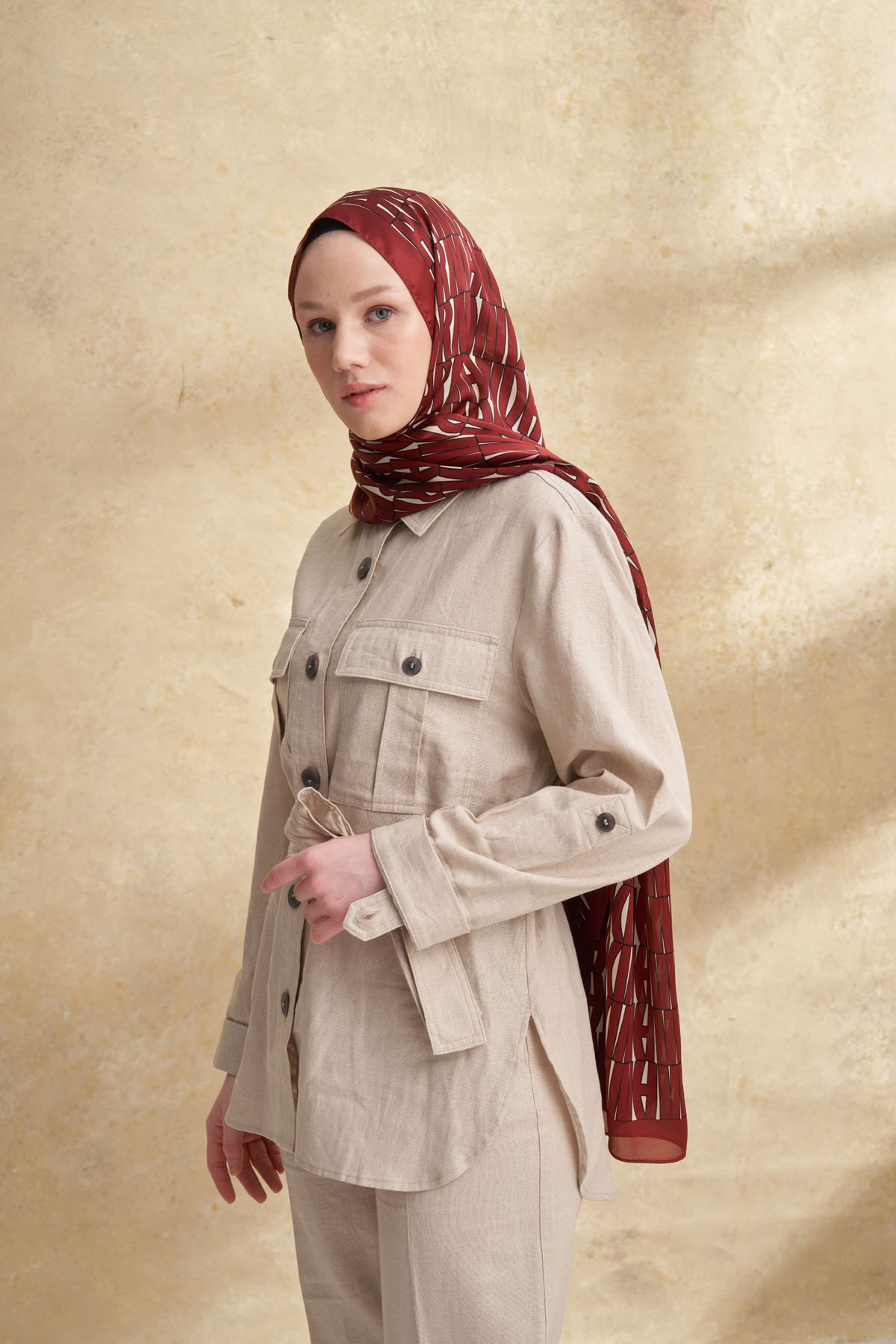 İTHAL VUAL ARMANDA DESEN ŞAL - BORDO