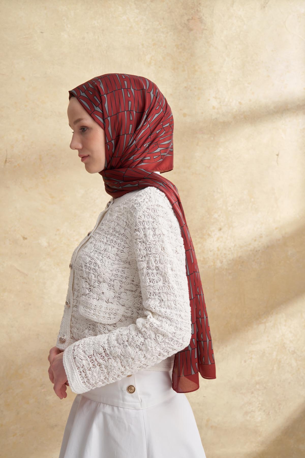 İTHAL VUAL ARMANDA DESEN ŞAL - BORDO - GRİ