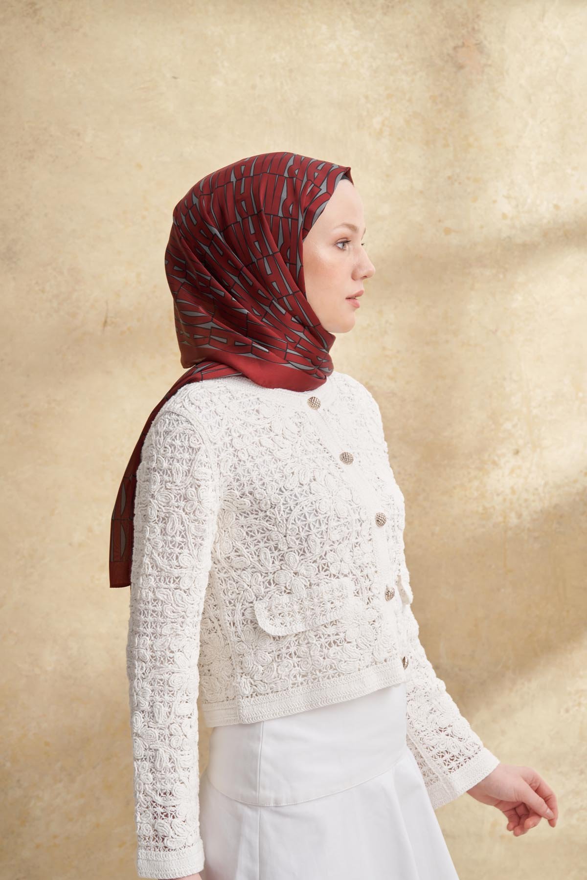 İTHAL VUAL ARMANDA DESEN ŞAL - BORDO - GRİ