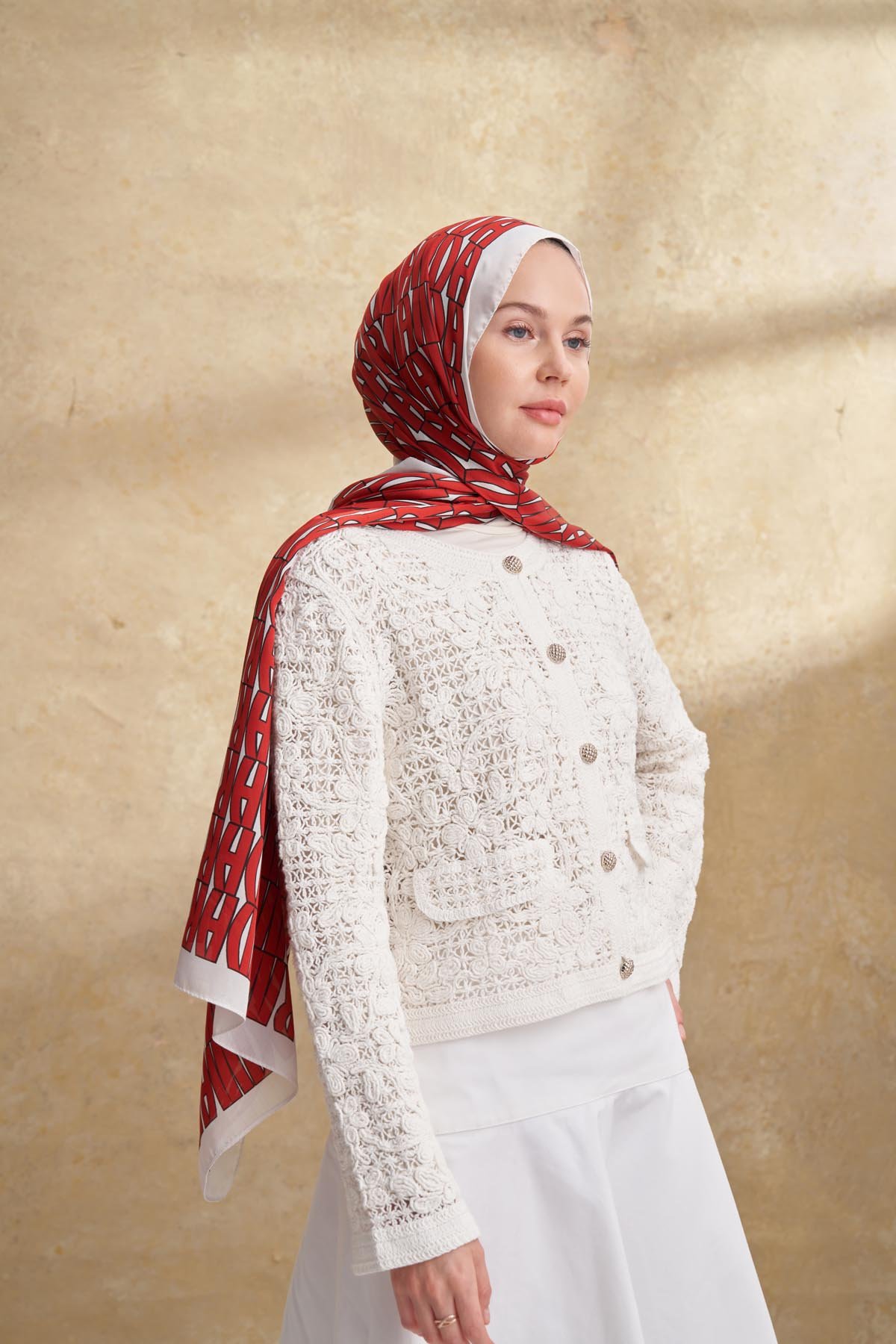 İTHAL VUAL ARMANDA DESEN ŞAL -  KIRMIZI