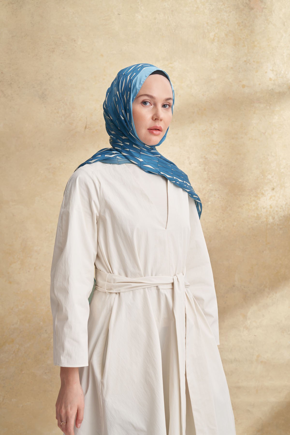 İTHAL VUAL ARMANDA DESEN ŞAL - KOT MAVİSİ