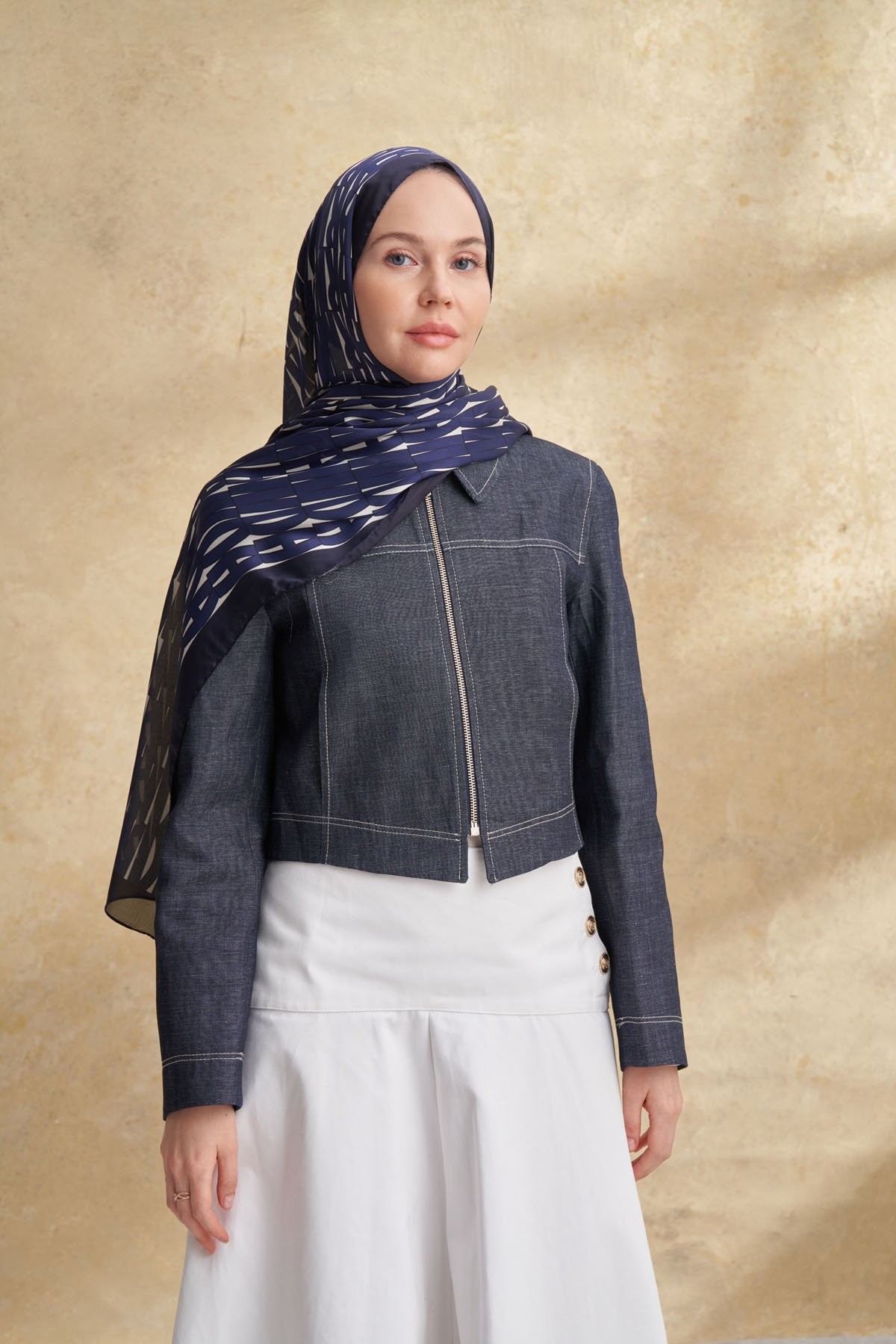 İTHAL VUAL ARMANDA DESEN ŞAL -  LACİVERT