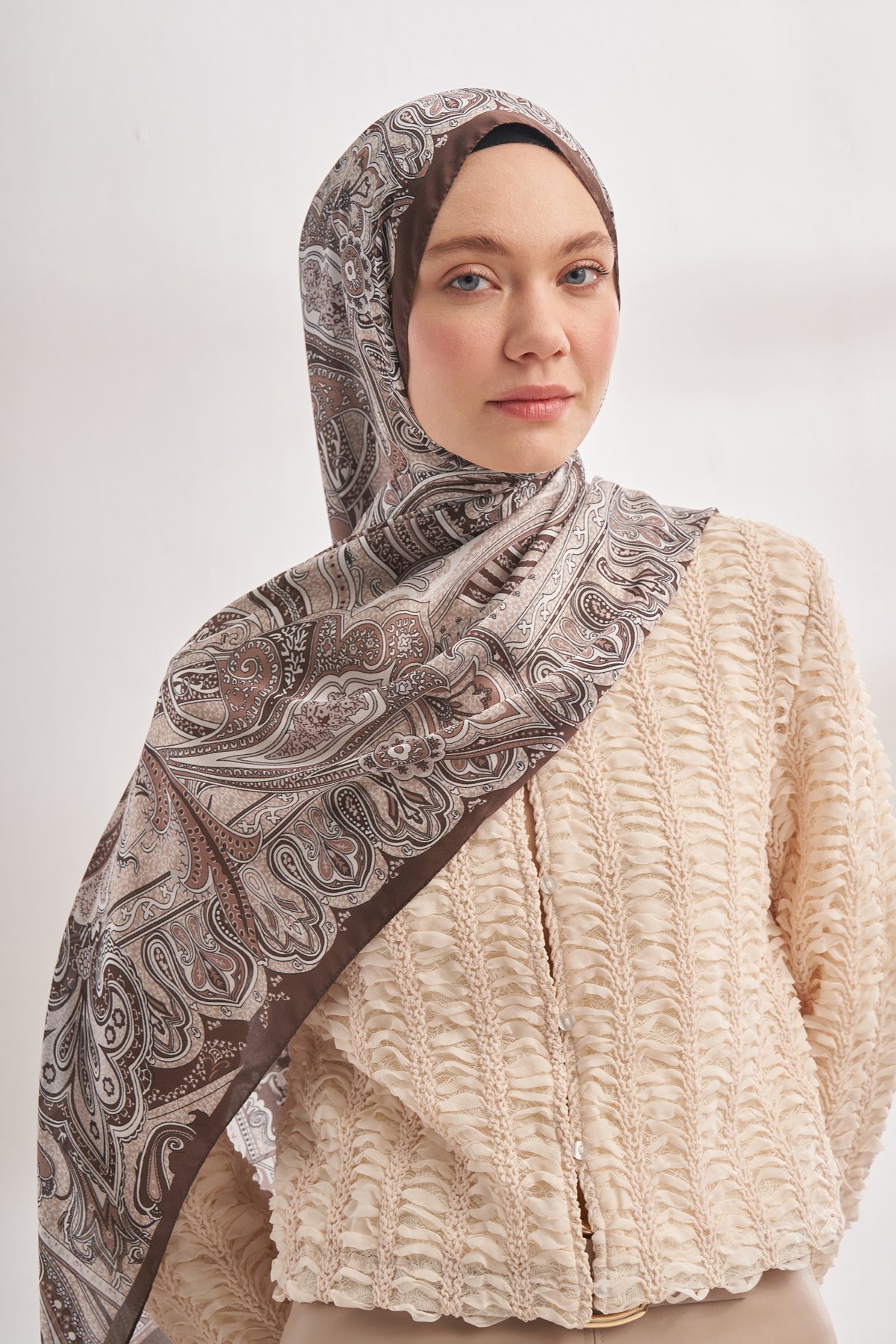 İTHAL VUAL BOHEMIAN DESEN ŞAL - ÇİKOLATA