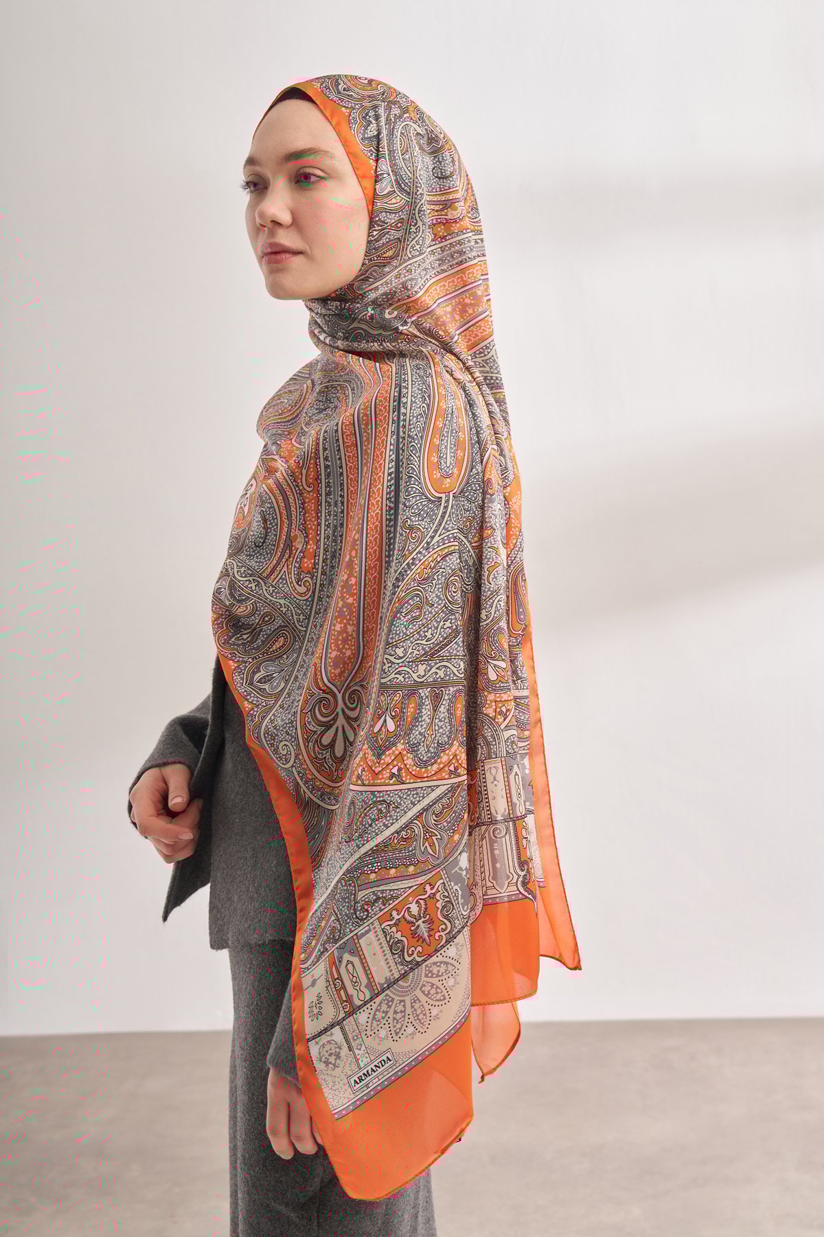 İTHAL VUAL BOHEMIAN DESEN ŞAL - ORANGE