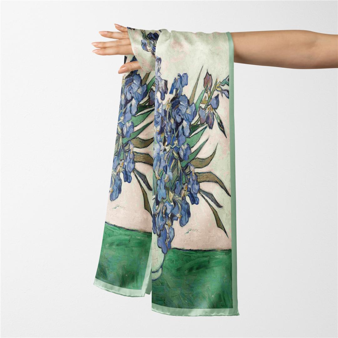 İTHAL  VUAL ÇİFT KATLI TABLO DESENLİ ŞAL - İRİSLİ VAZO