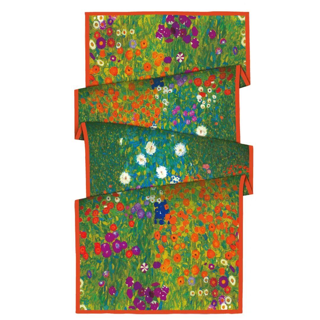 İTHAL  VUAL ÇİFT KATLI TABLO DESENLİ ŞAL - ÇİÇEK BAHÇESİ