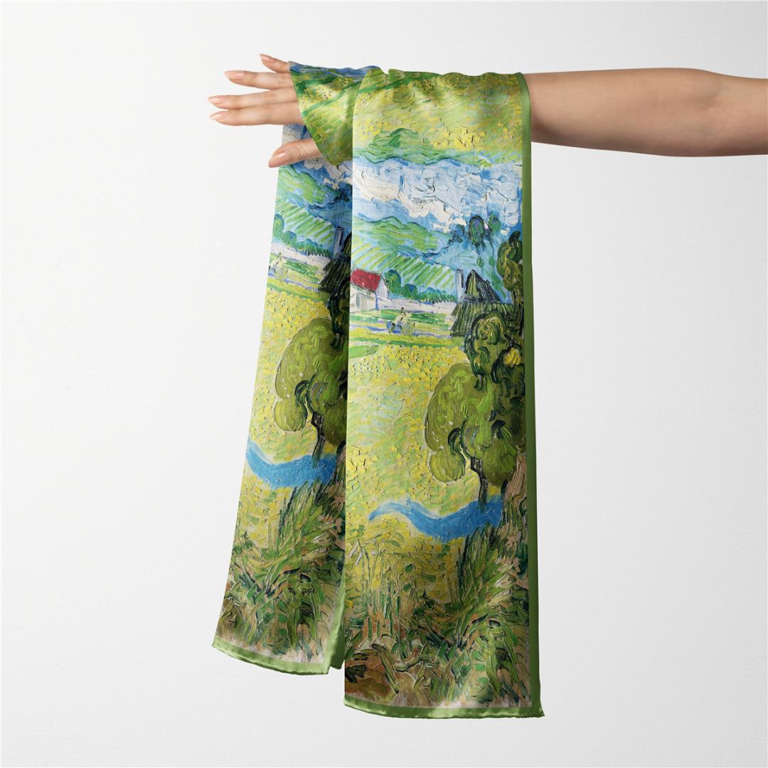 İTHAL  VUAL ÇİFT KATLI TABLO DESENLİ ŞAL - VESSENOTS MANZARASI