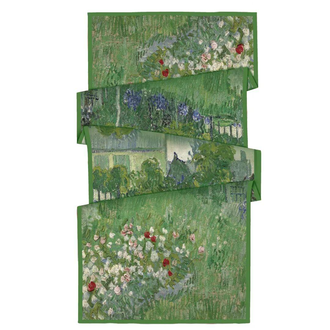 İTHAL  VUAL ÇİFT KATLI TABLO DESENLİ ŞAL - DAUBIGNY BAHÇESİ