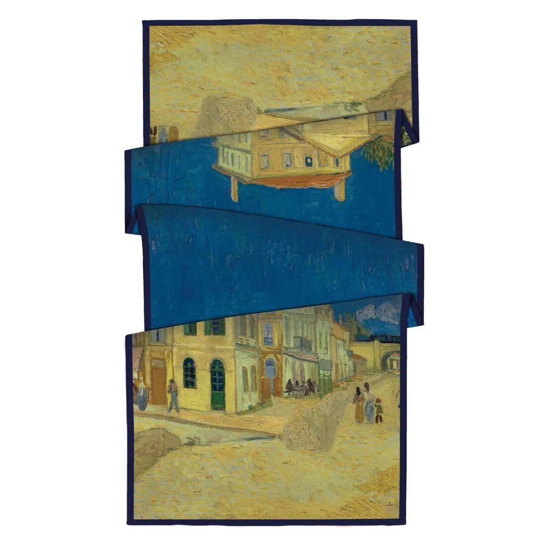 İTHAL  VUAL ÇİFT KATLI TABLO DESENLİ ŞAL - SARI EV