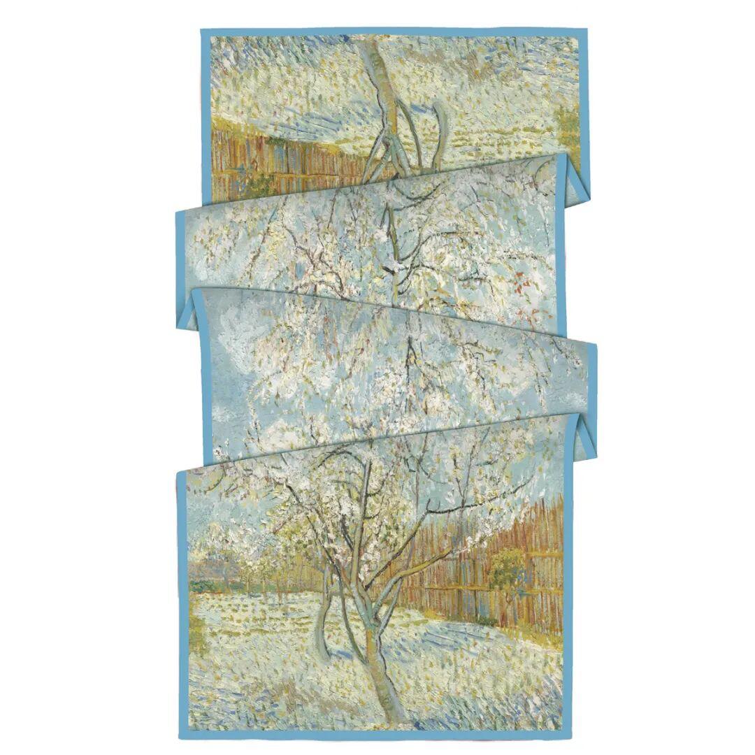 İTHAL  VUAL ÇİFT KATLI TABLO DESENLİ ŞAL - MEYVE BAHÇELERİ