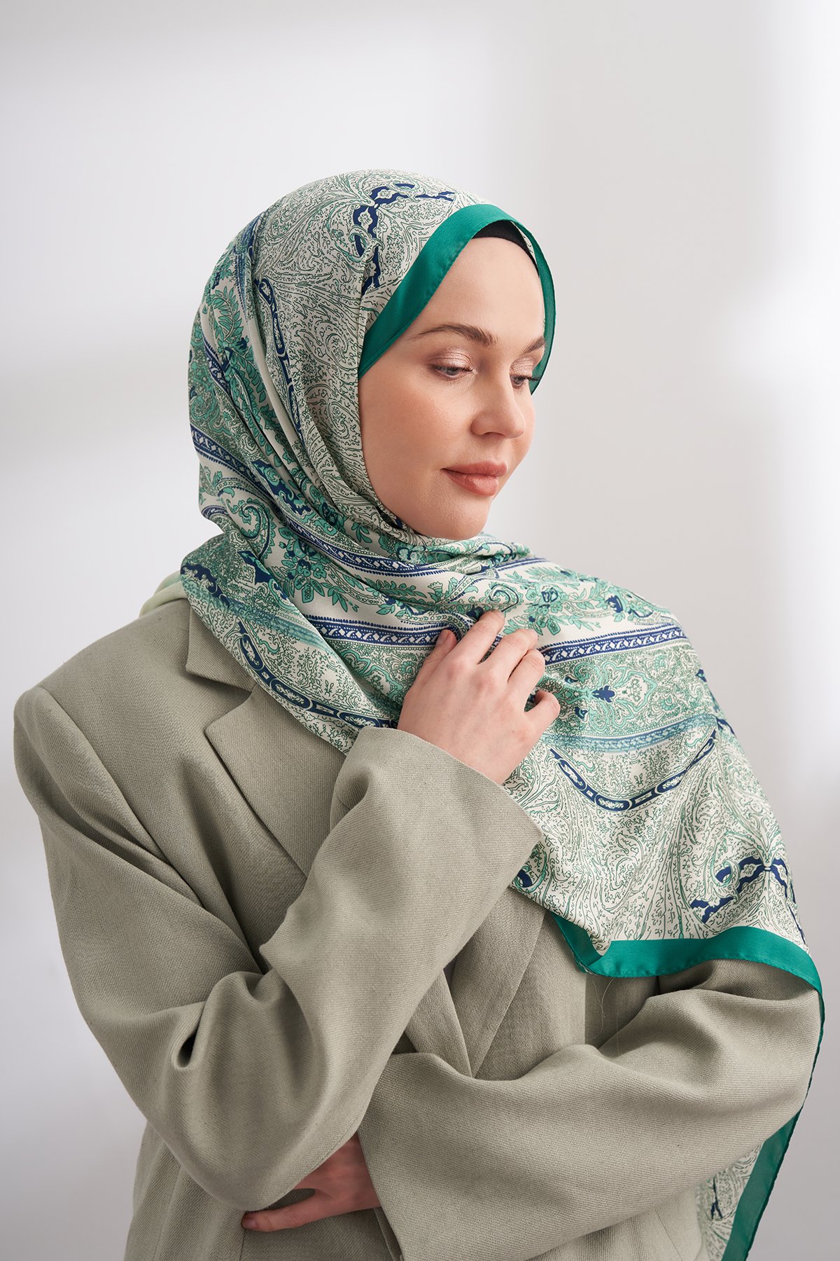 İTHAL VUAL NUIT DESEN ŞAL - BENETTON YEŞİLİ