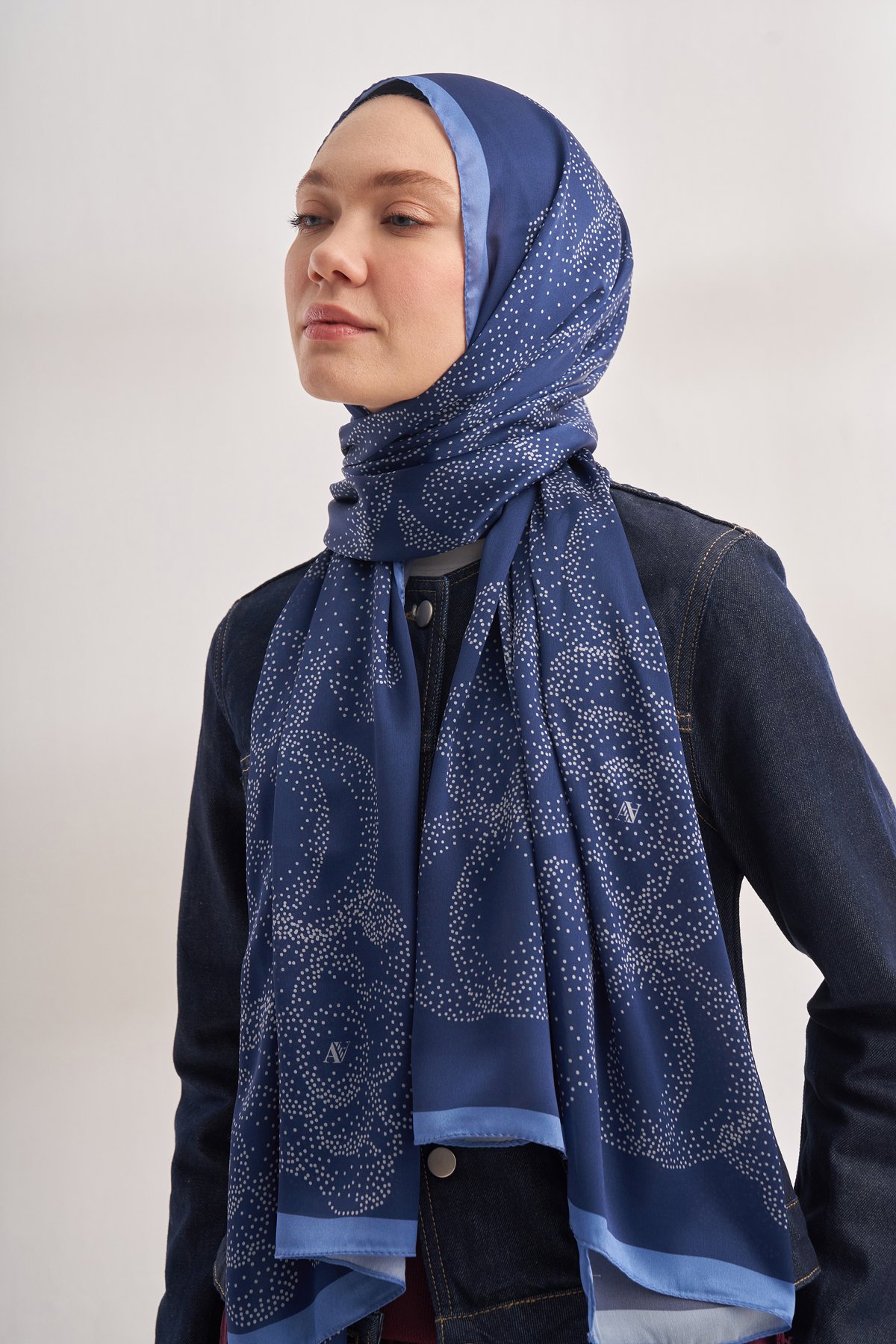 İTHAL VUAL ROSES DESEN ŞAL - İNDİGO