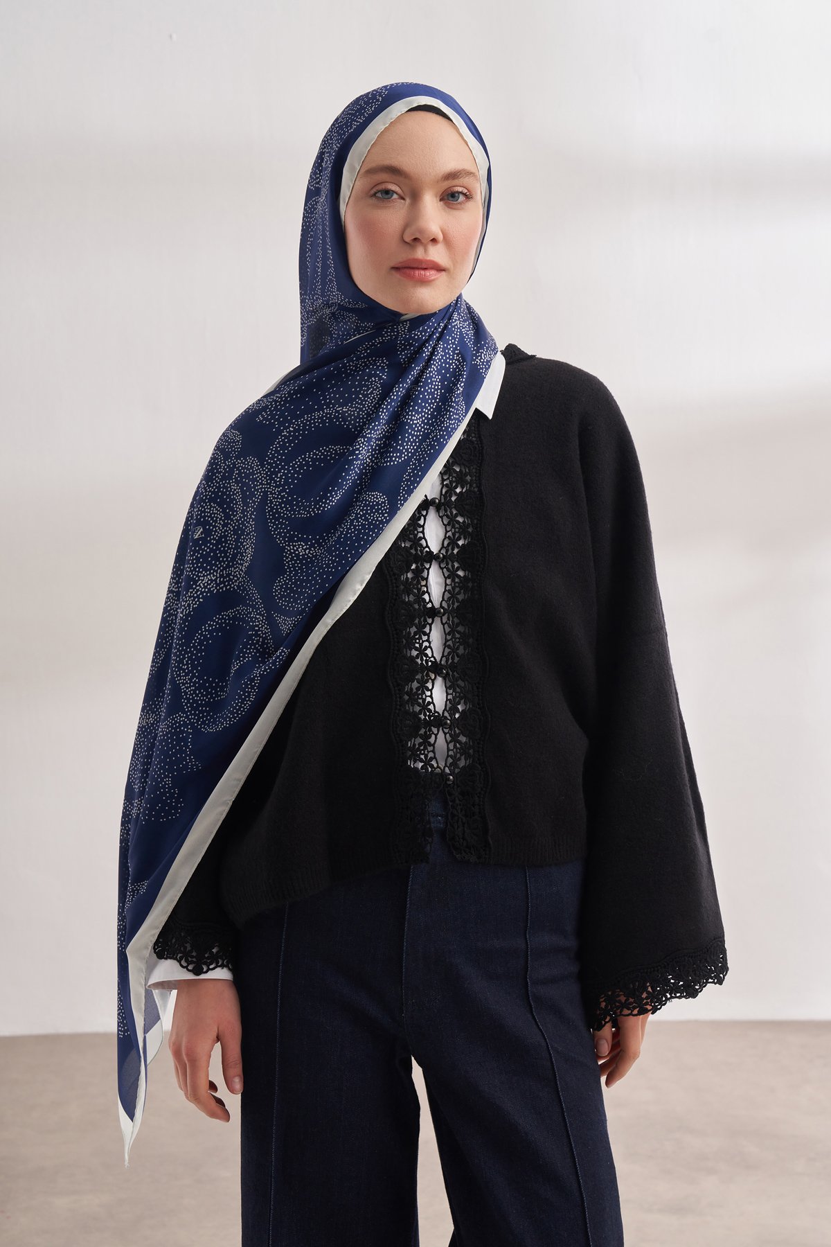 İTHAL VUAL ROSES DESEN ŞAL - LACİVERT