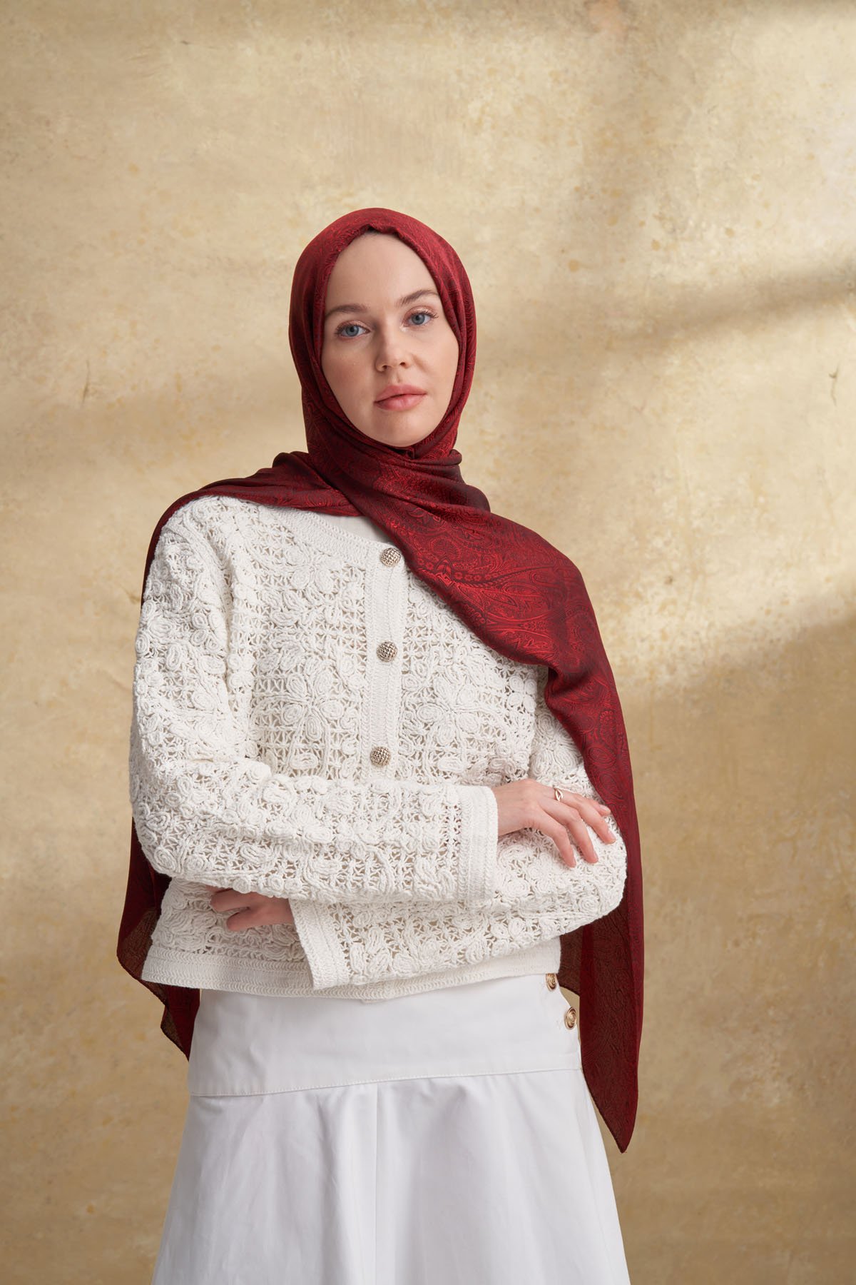 JOSE JAKAR ETHNIC DESEN ŞAL - BORDO