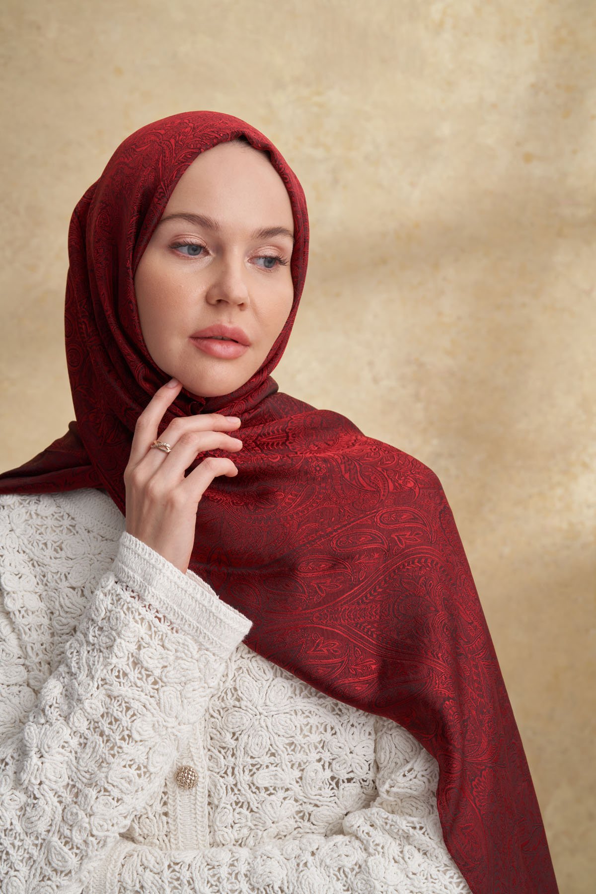 JOSE JAKAR ETHNIC DESEN ŞAL - BORDO