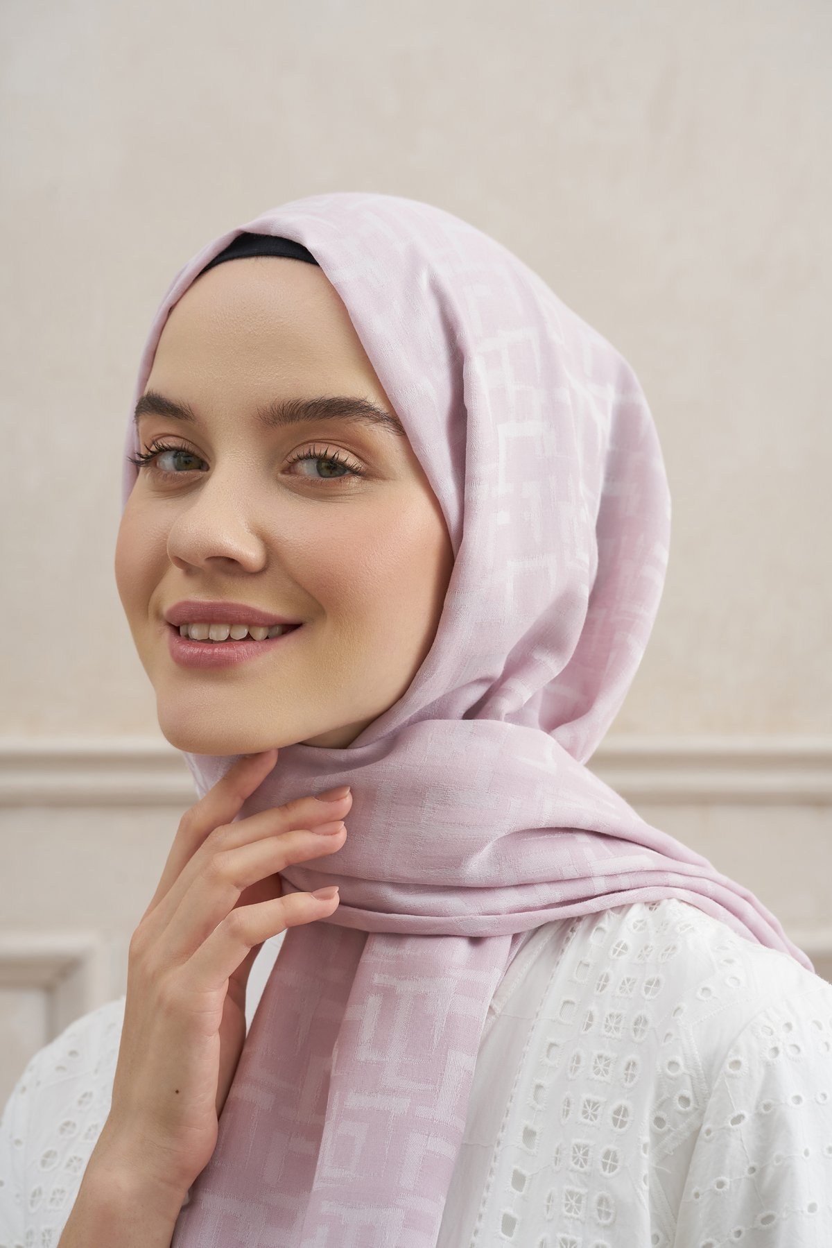 KARE DESEN ŞAL - PUDRA