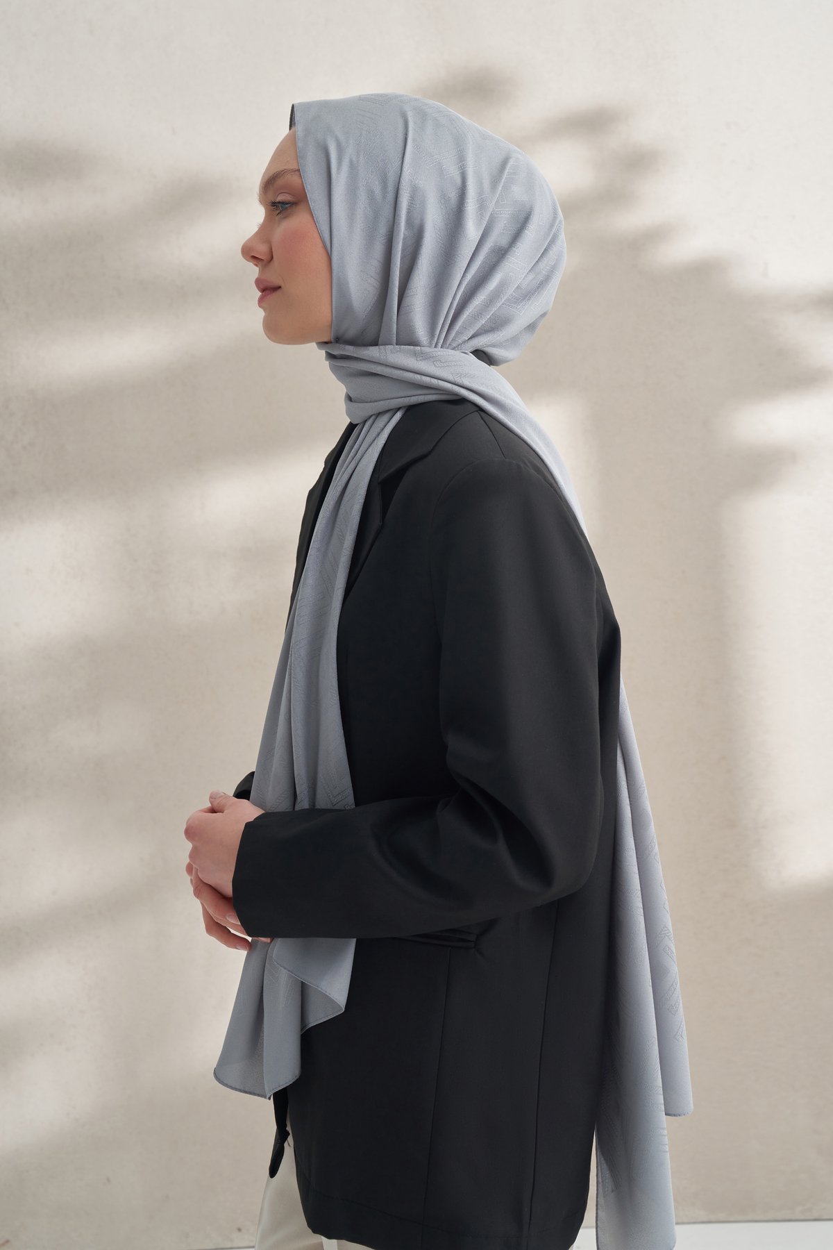 KREP JAKAR KRİSTAL DESEN ŞAL - GRİ