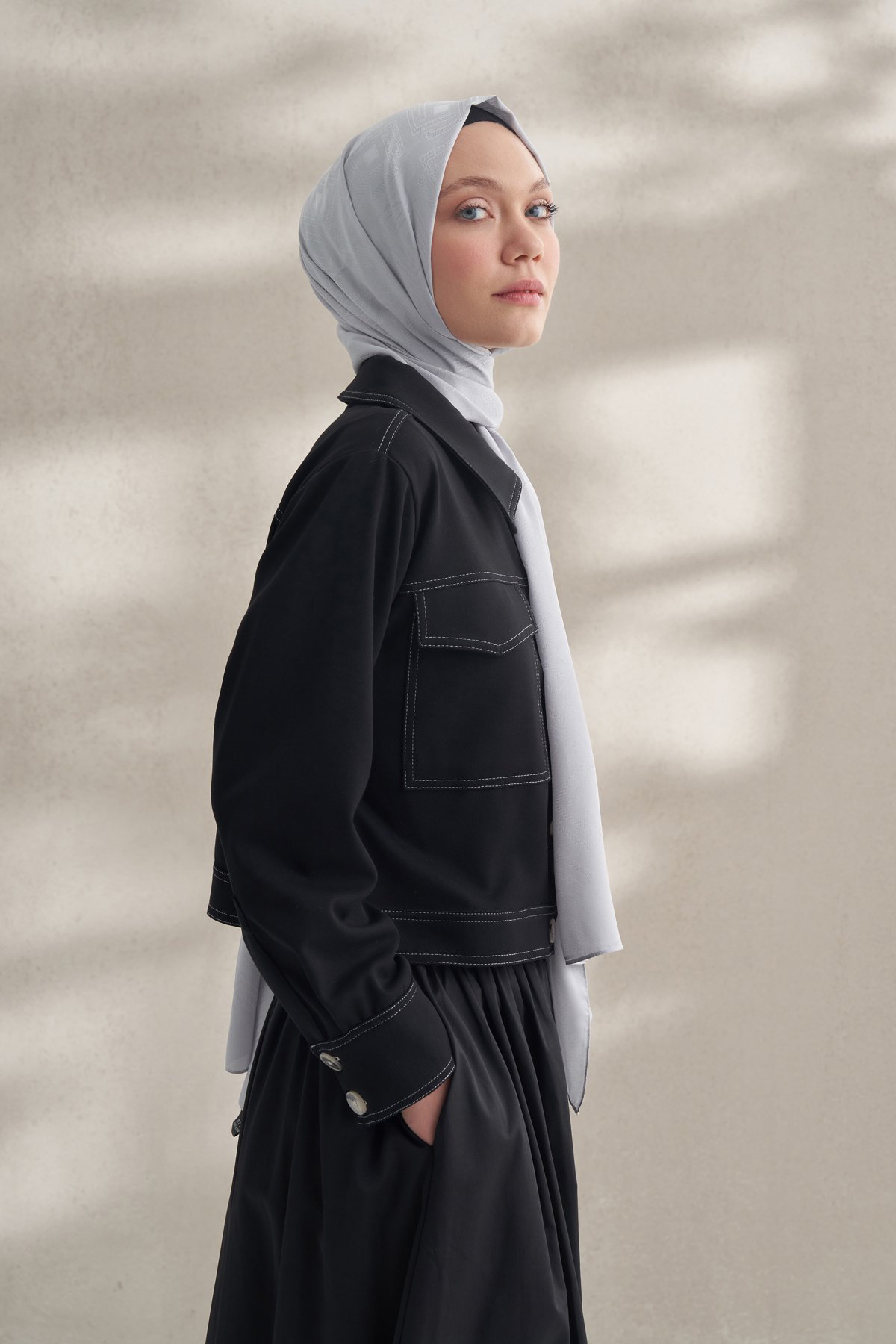 KREP JAKAR KRİSTAL DESEN ŞAL - GÜMÜŞ