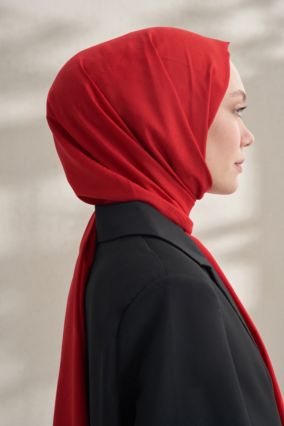 KREP JAKAR KRİSTAL DESEN ŞAL - KIRMIZI