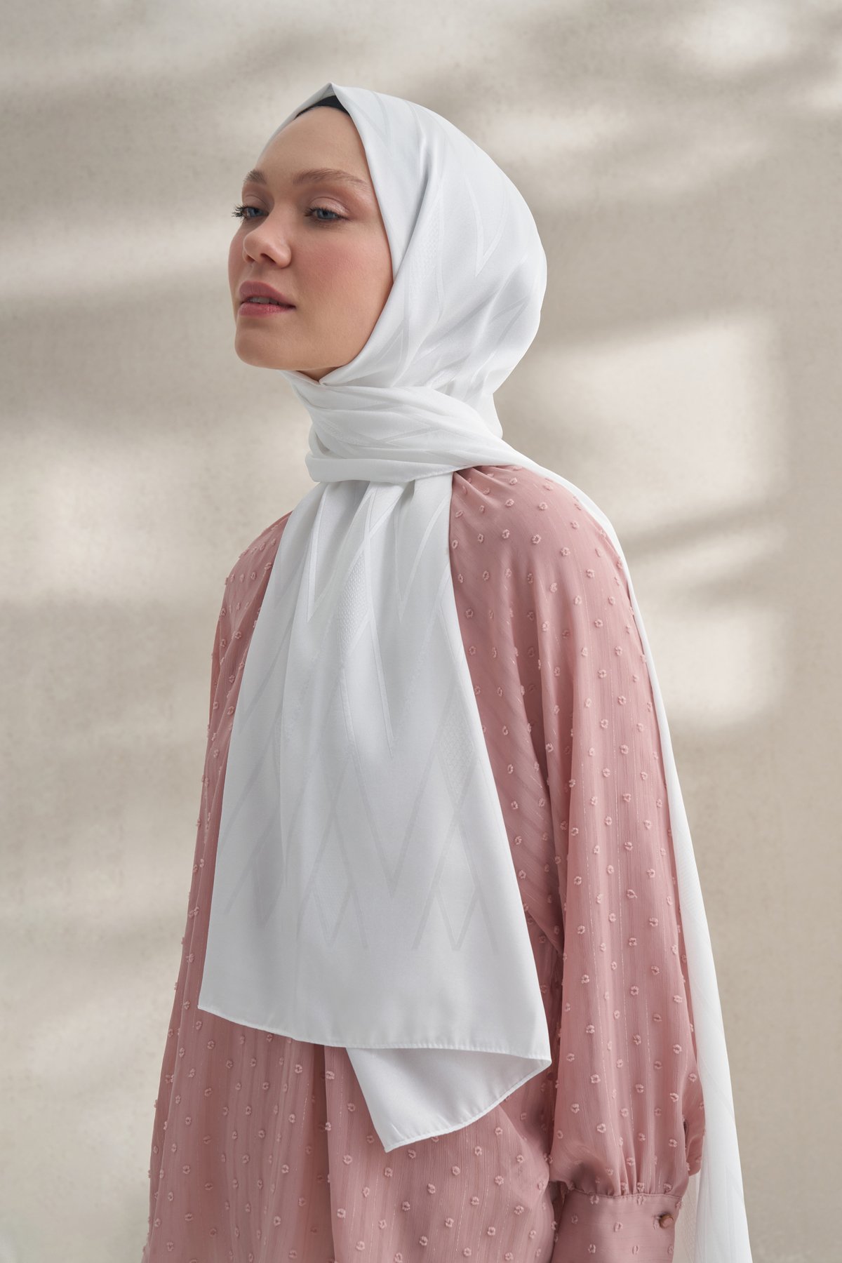 KREP JAKAR PRİZMA DESEN ŞAL -  KREM