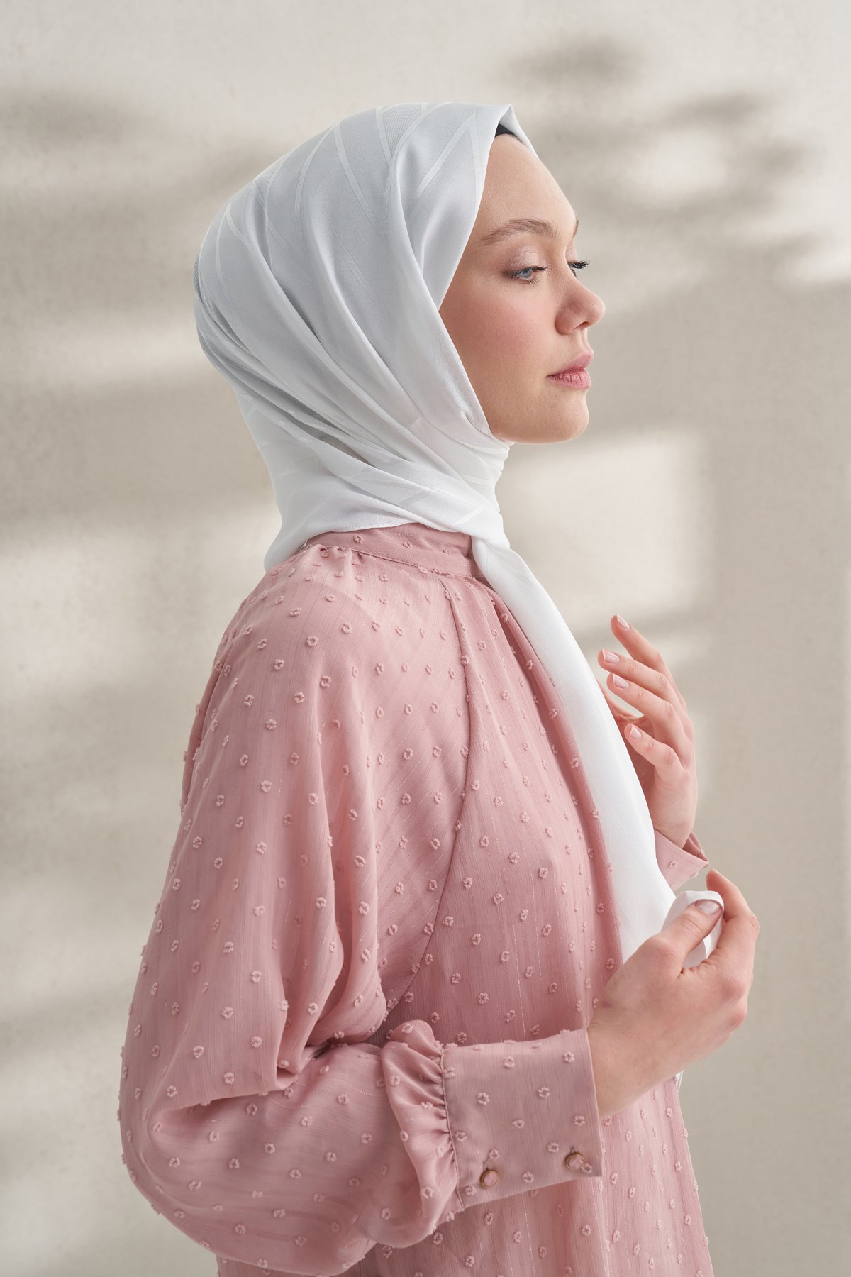 KREP JAKAR PRİZMA DESEN ŞAL -  KREM