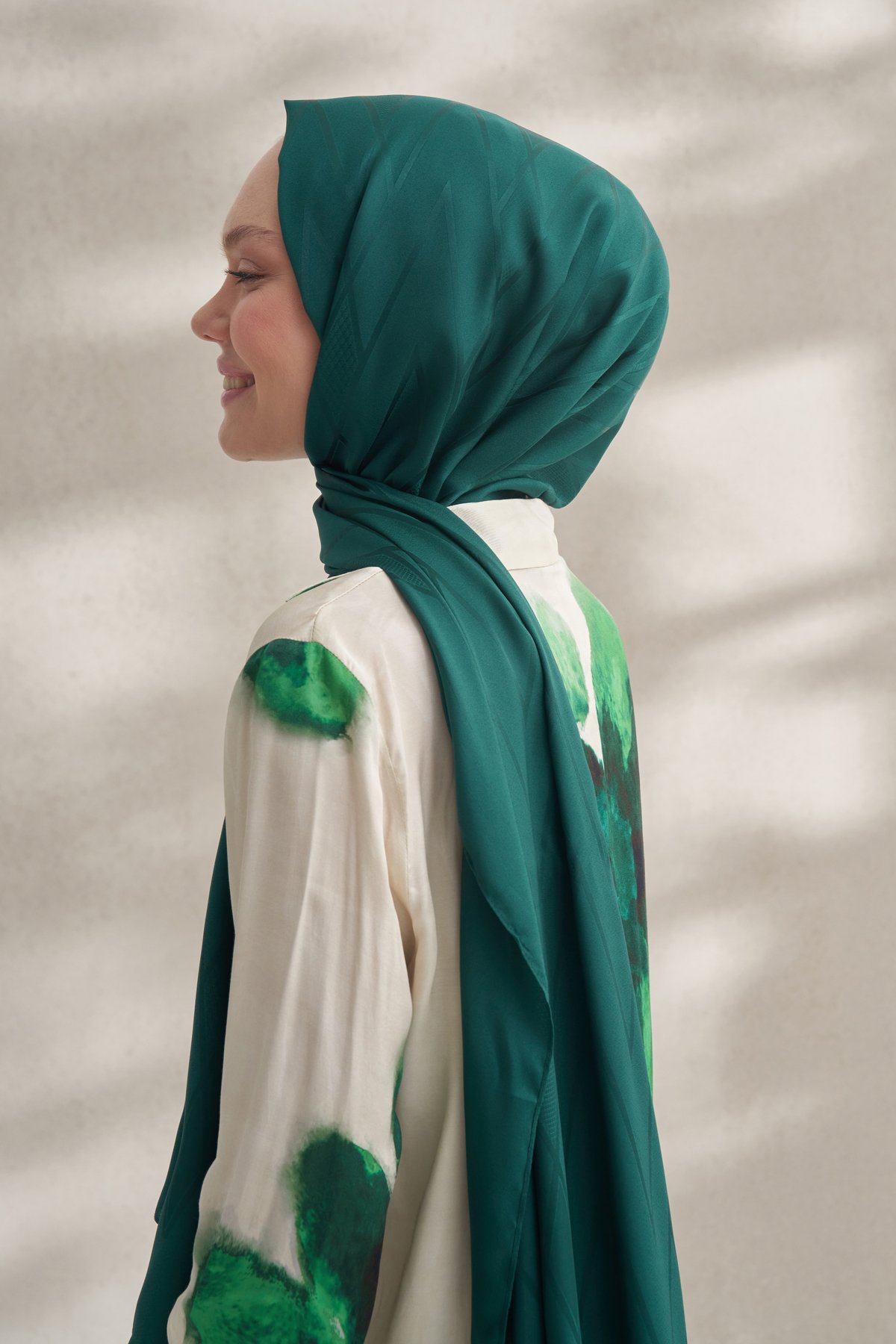 KREP JAKAR PRİZMA DESEN ŞAL -  ZÜMRÜT