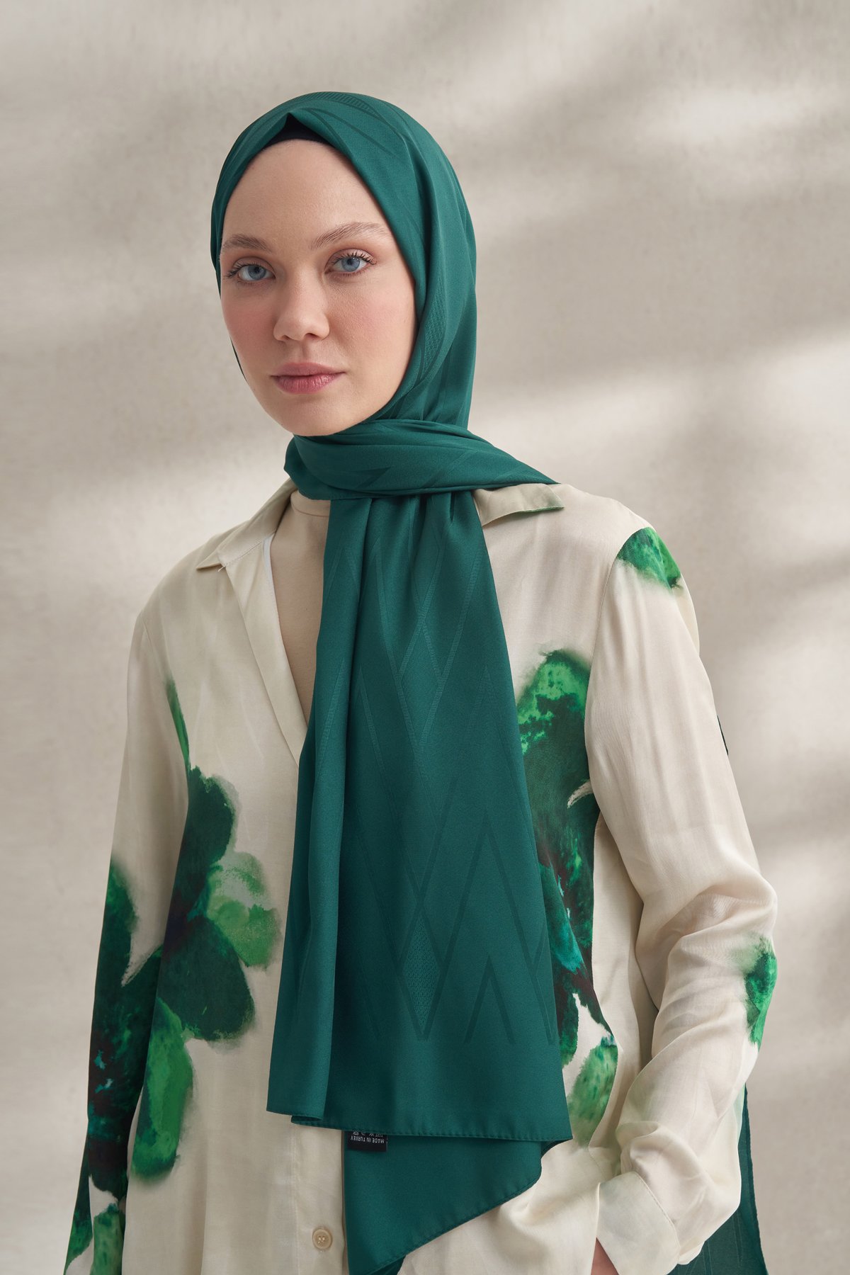 KREP JAKAR PRİZMA DESEN ŞAL -  ZÜMRÜT