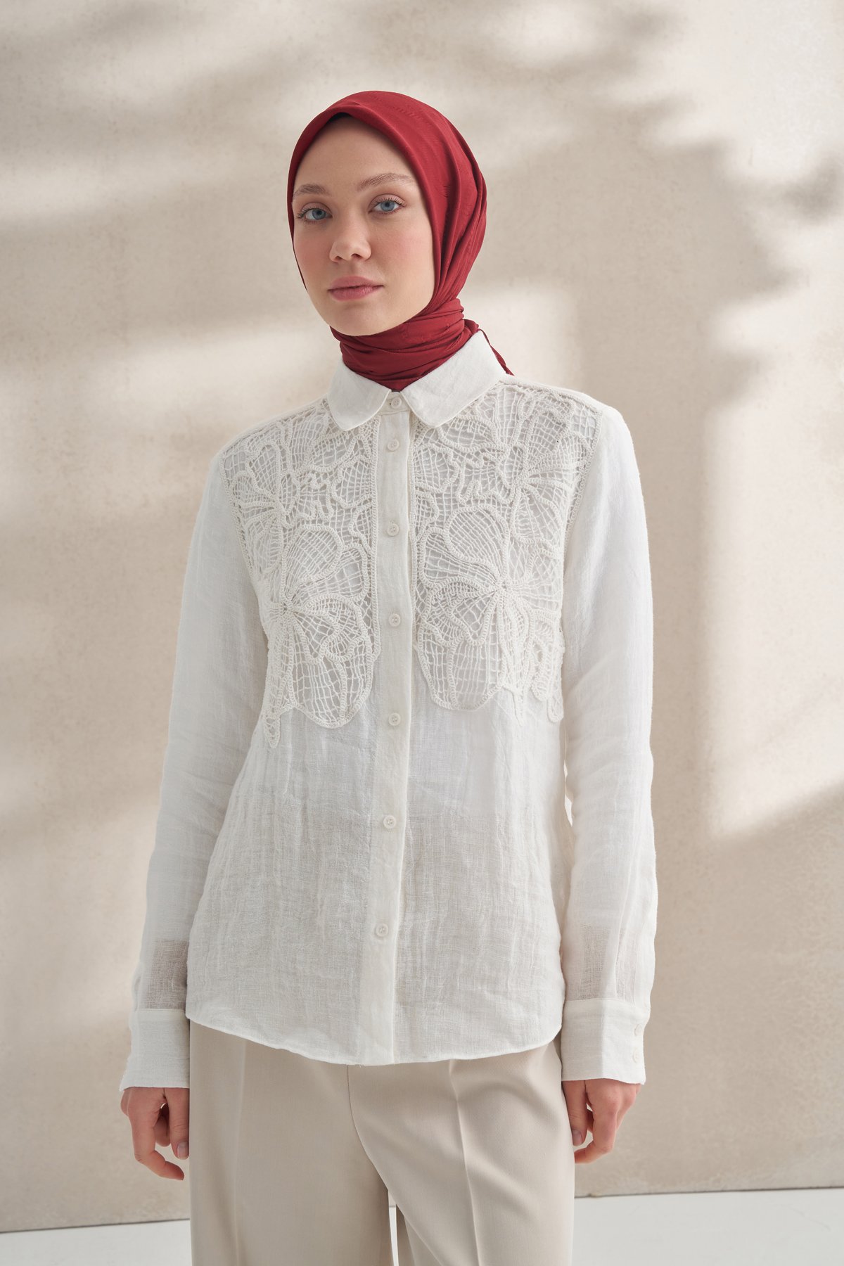 KREP JAKAR Q DESEN EŞARP -  BORDO