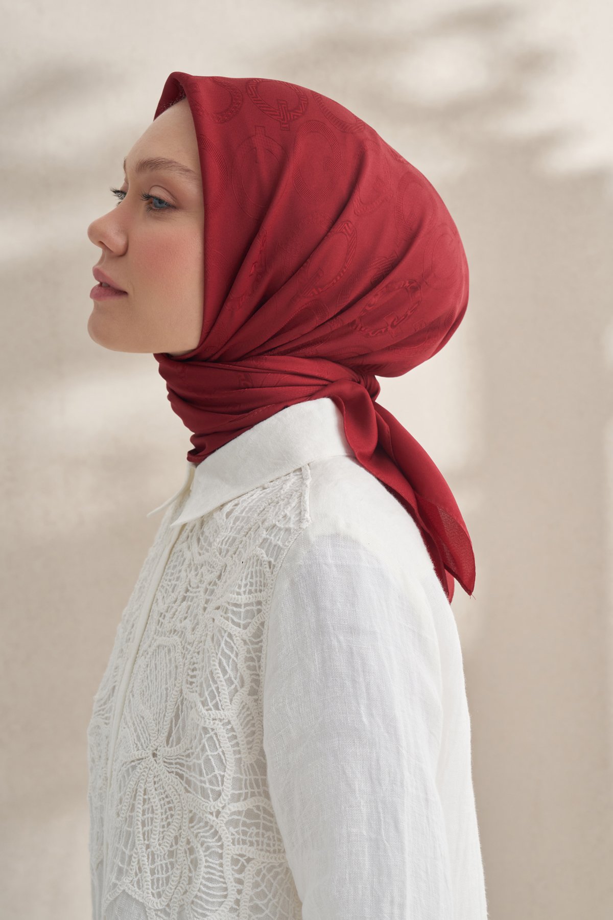 KREP JAKAR Q DESEN EŞARP -  BORDO