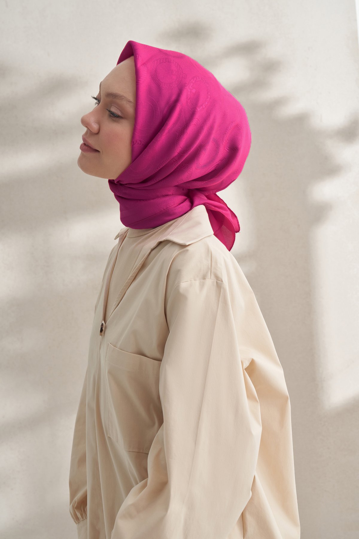 KREP JAKAR Q DESEN EŞARP -  FUŞYA