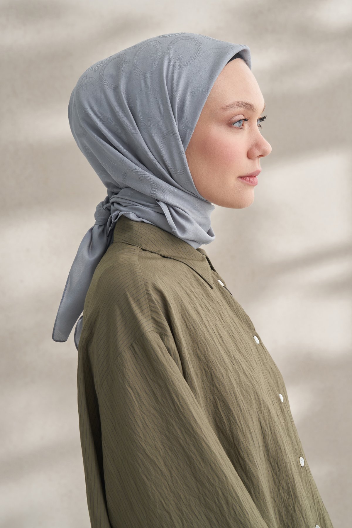 KREP JAKAR Q DESEN EŞARP -  GRİ