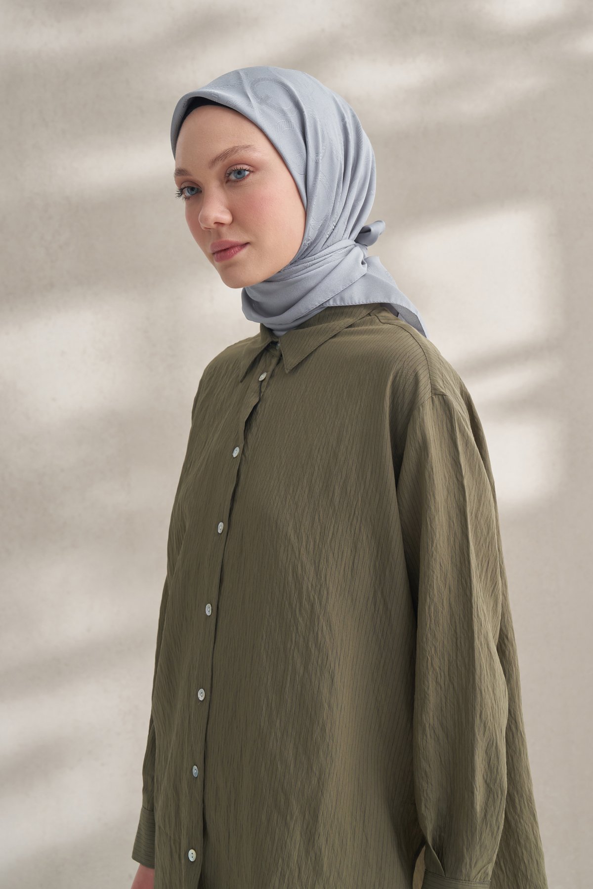 KREP JAKAR Q DESEN EŞARP -  GRİ