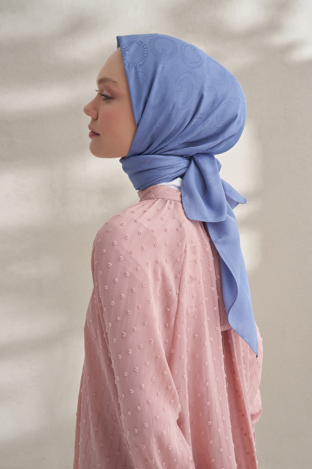 KREP JAKAR Q DESEN EŞARP - İNDİGO