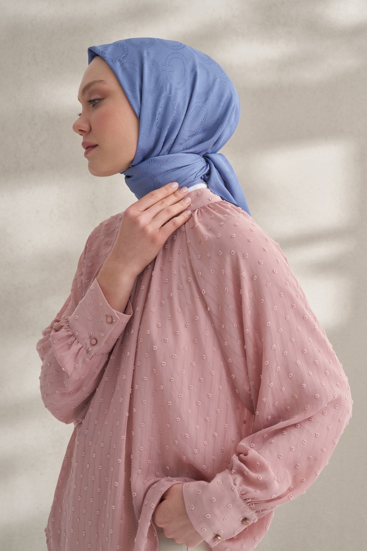 KREP JAKAR Q DESEN EŞARP - İNDİGO