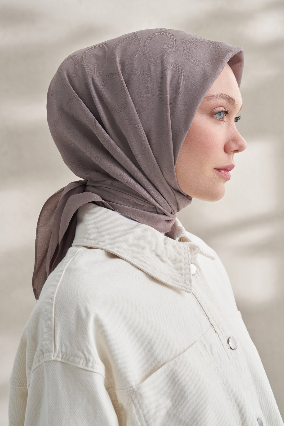 KREP JAKAR Q DESEN EŞARP - KOYU VİZON