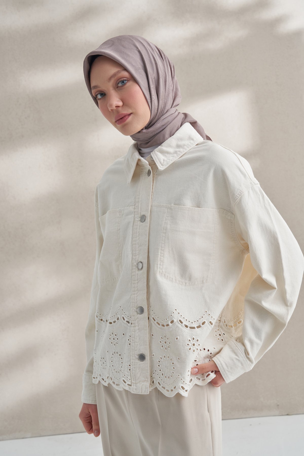 KREP JAKAR Q DESEN EŞARP - KOYU VİZON