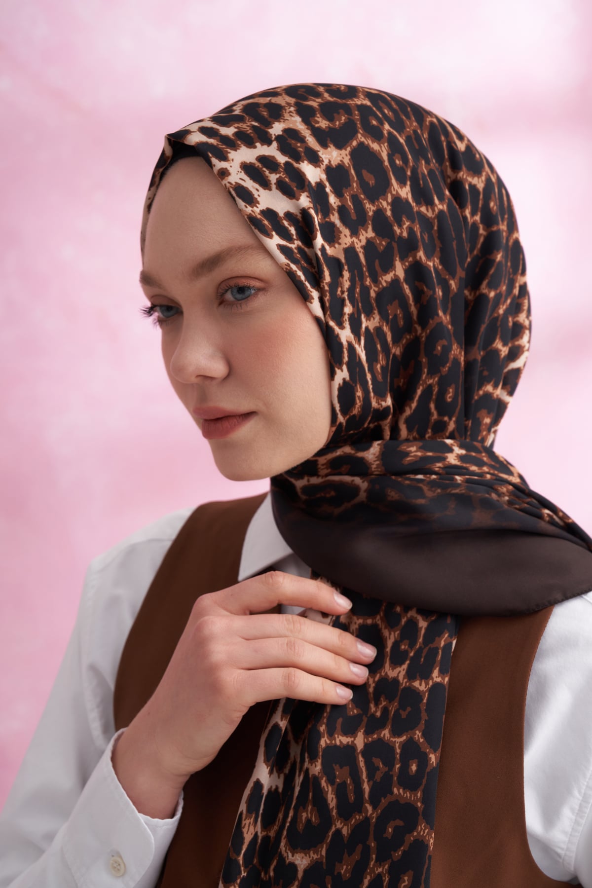 LEOPAR VUAL DEGRADE DESEN ŞAL - ACI KAHVE