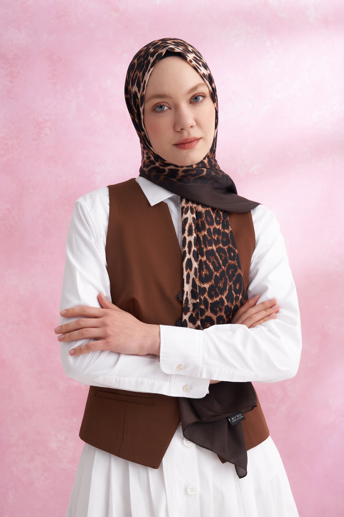 LEOPAR VUAL DEGRADE DESEN ŞAL - ACI KAHVE