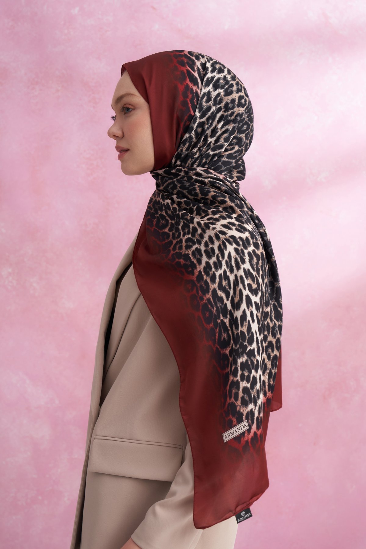 LEOPAR VUAL DEGRADE DESEN ŞAL - BORDO
