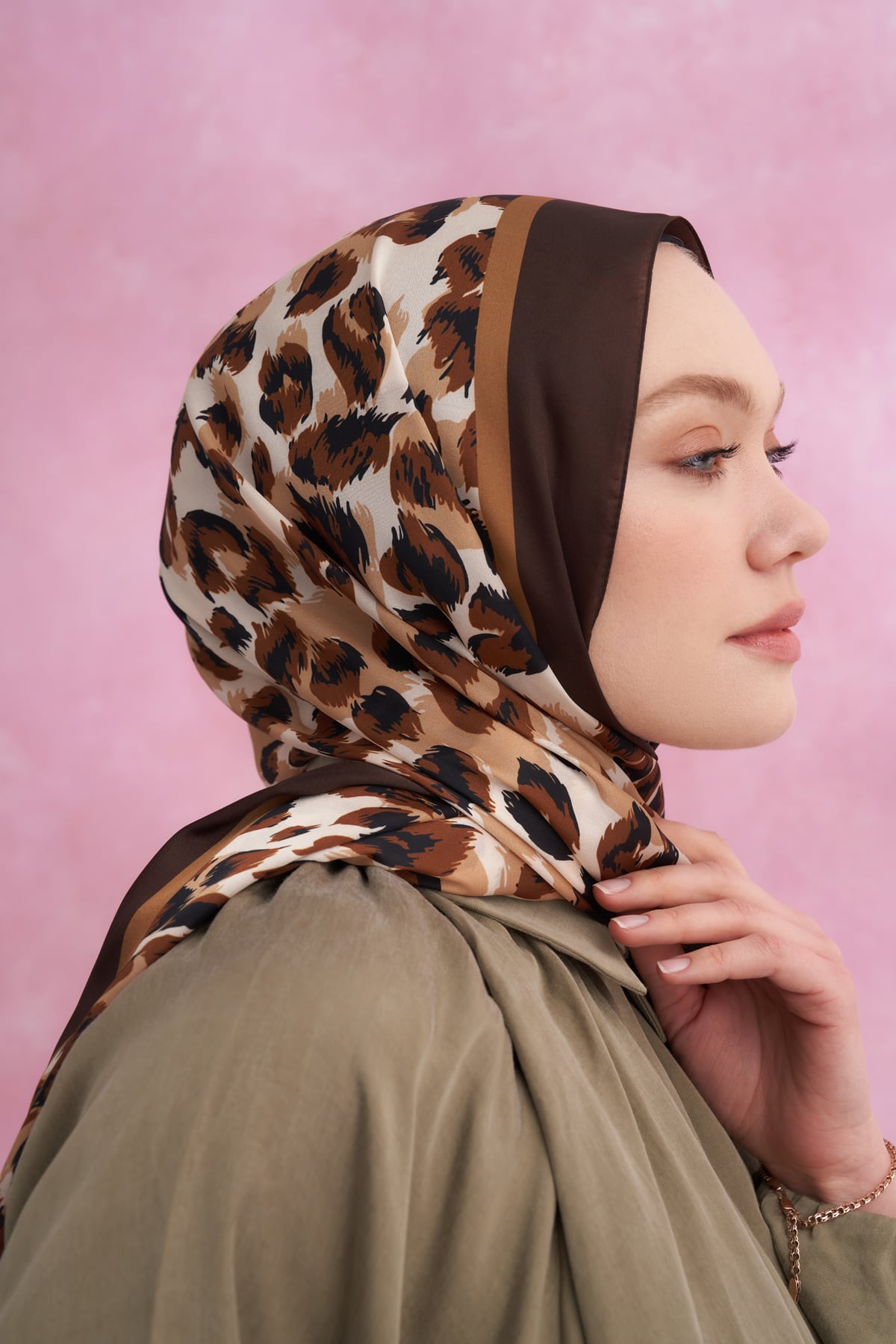 LEOPAR VUAL MULTI DESEN ŞAL - KAHVE