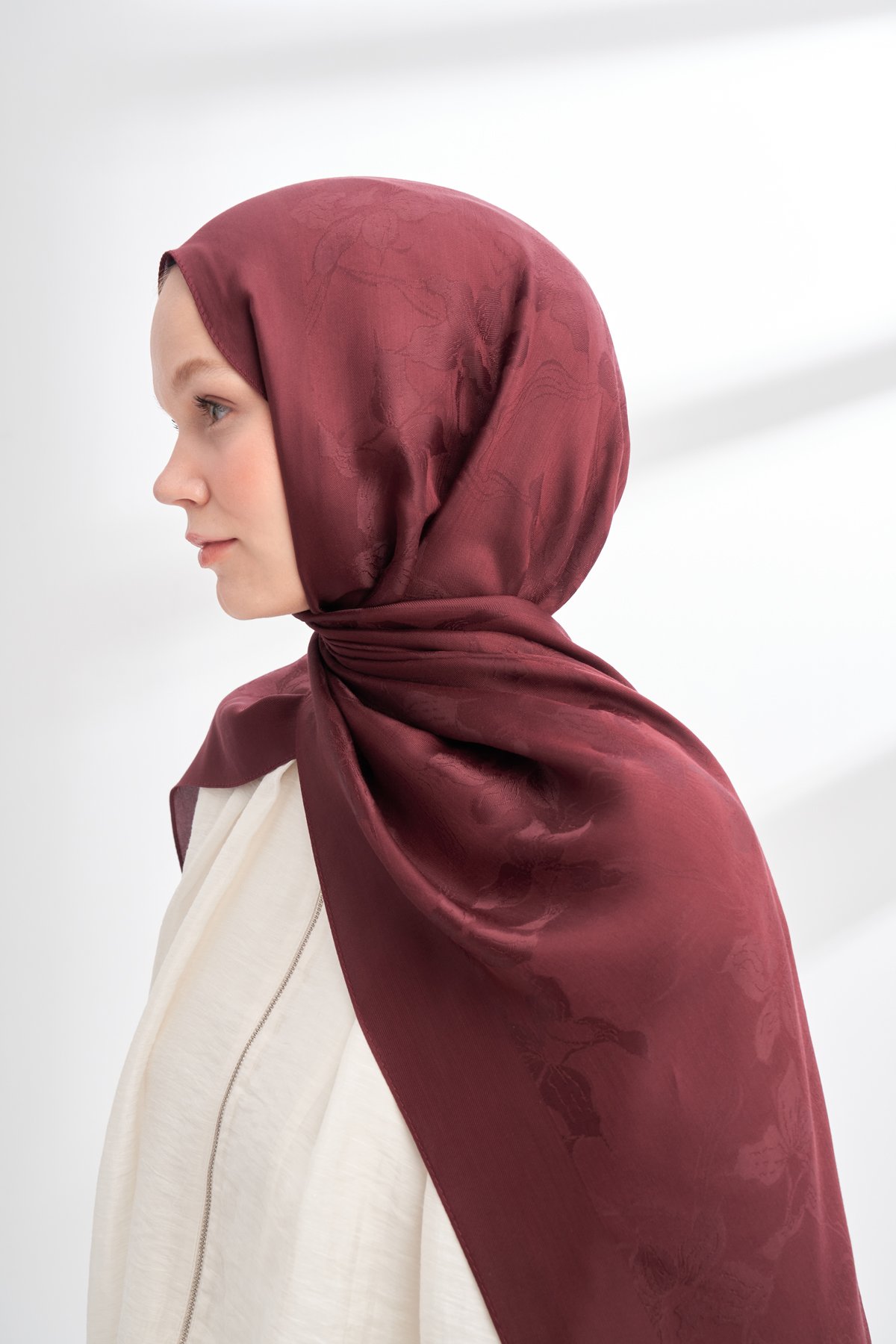 MAREN DESEN FLOŞ VİSKON ŞAL - BORDO