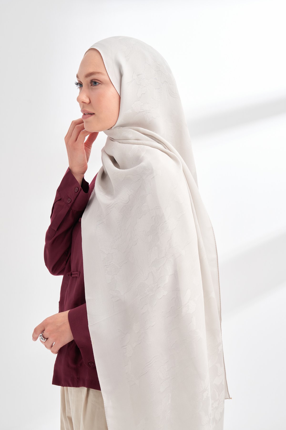 MAREN DESEN FLOŞ VİSKON ŞAL - TAŞ