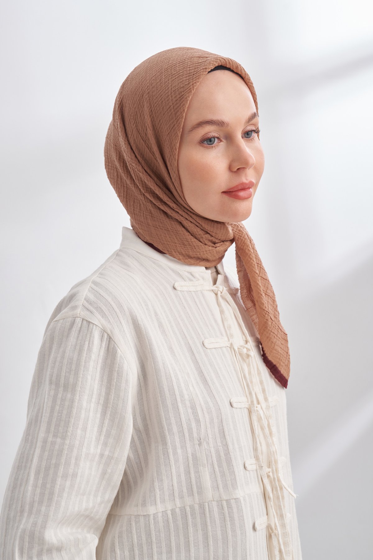 MÜSLİN BİYELİ EŞARP - DEVE TÜYÜ