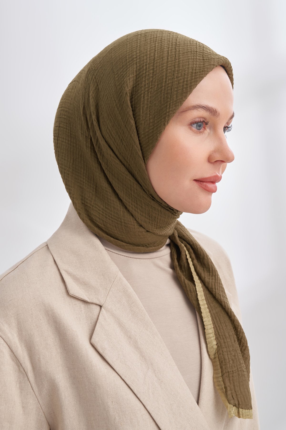 MÜSLİN BİYELİ EŞARP - HAKİ