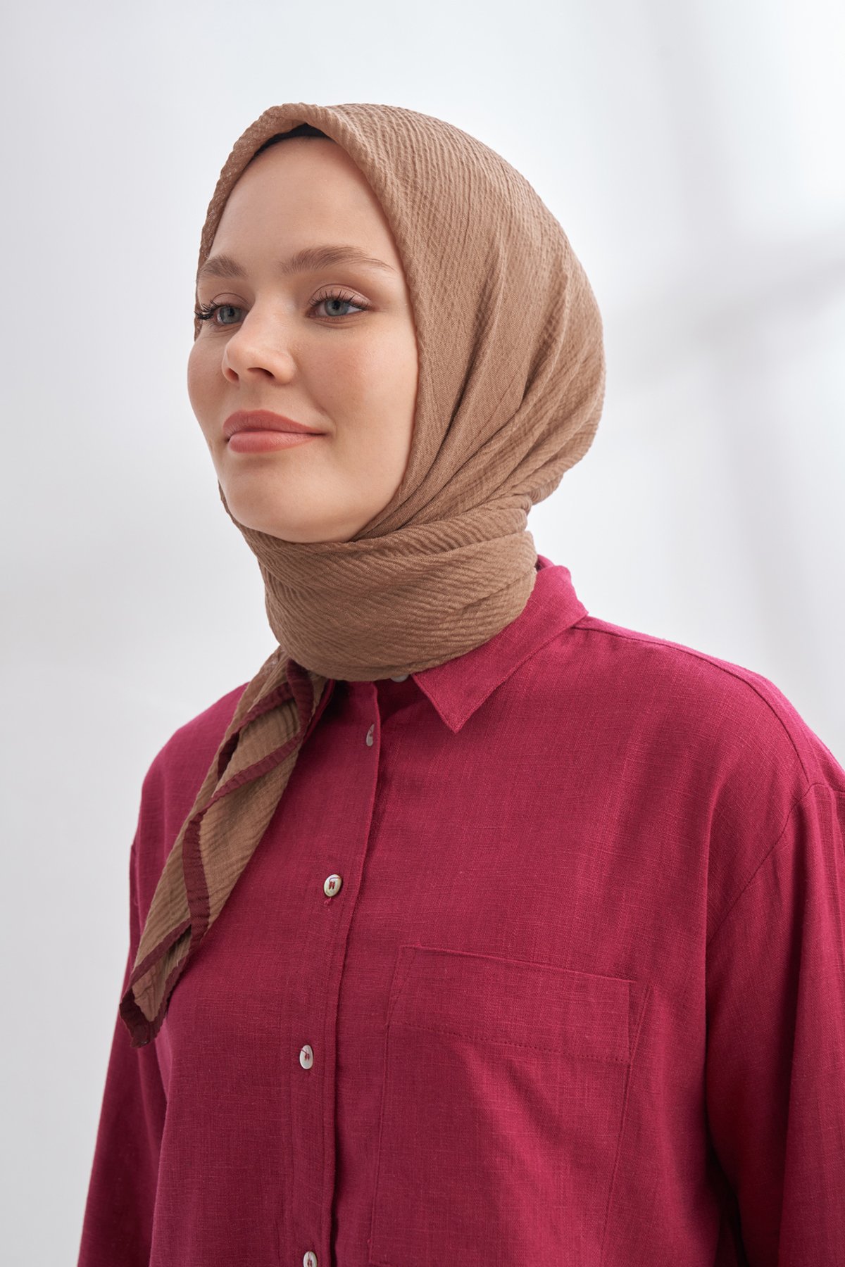 MÜSLİN BİYELİ EŞARP - VİZON