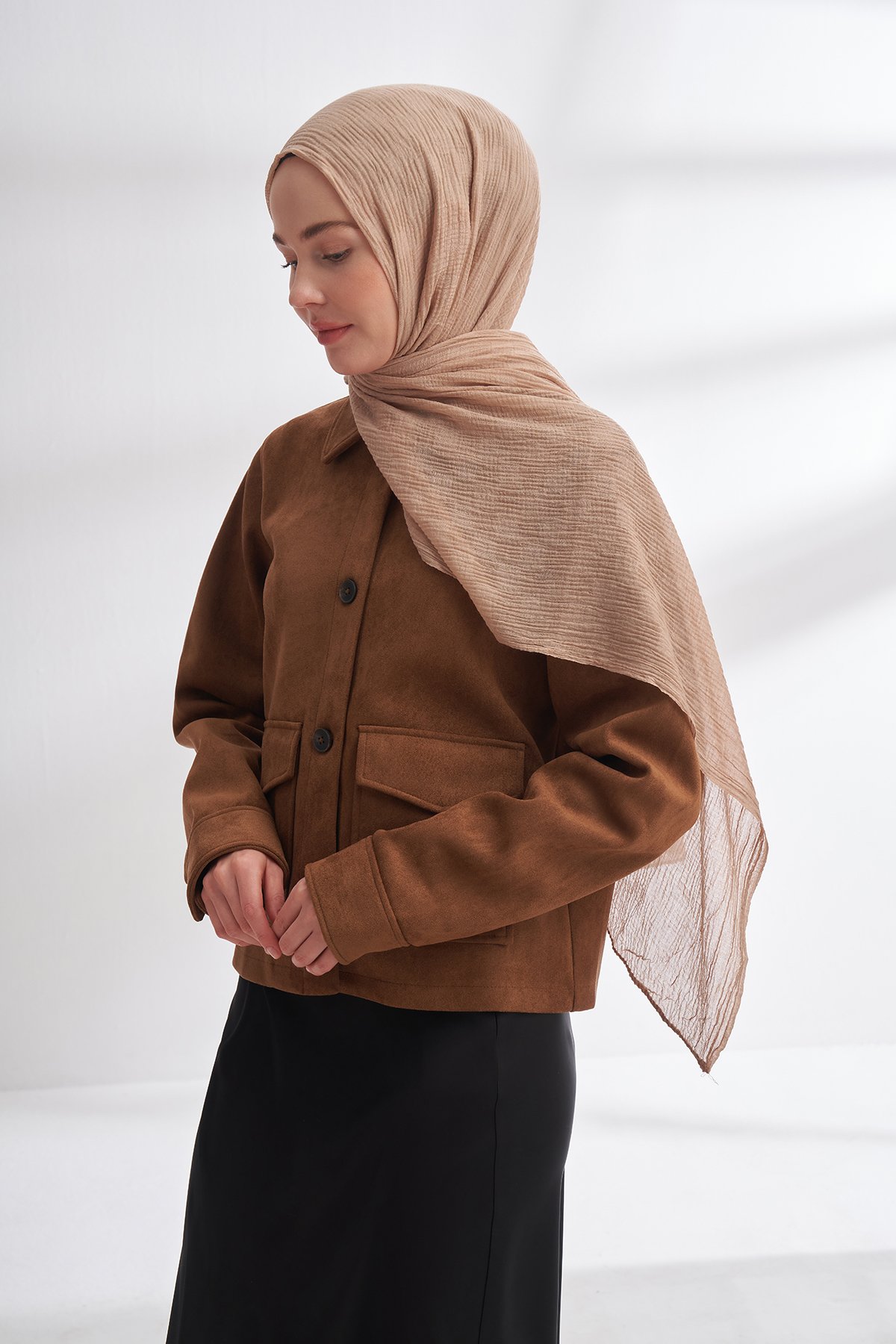 MÜSLİN DAMA DESEN ŞAL - SAHRA